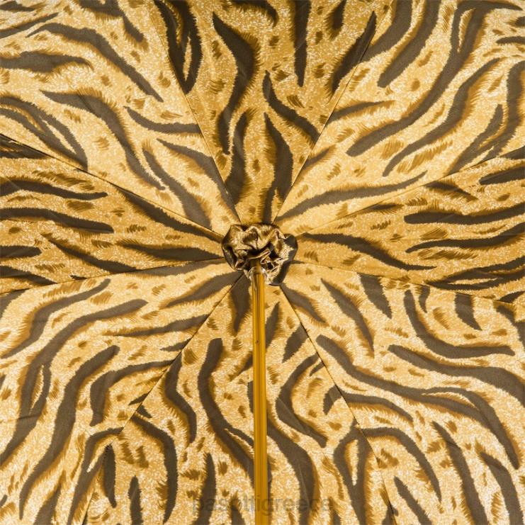 ομπρέλα | PASOTTI 189 1409-61 z16 - καφέ ομπρέλα με εσωτερικό ριγέ τίγρης διπλό ύφασμα 2N6B8421 για άνδρες και γυναίκες